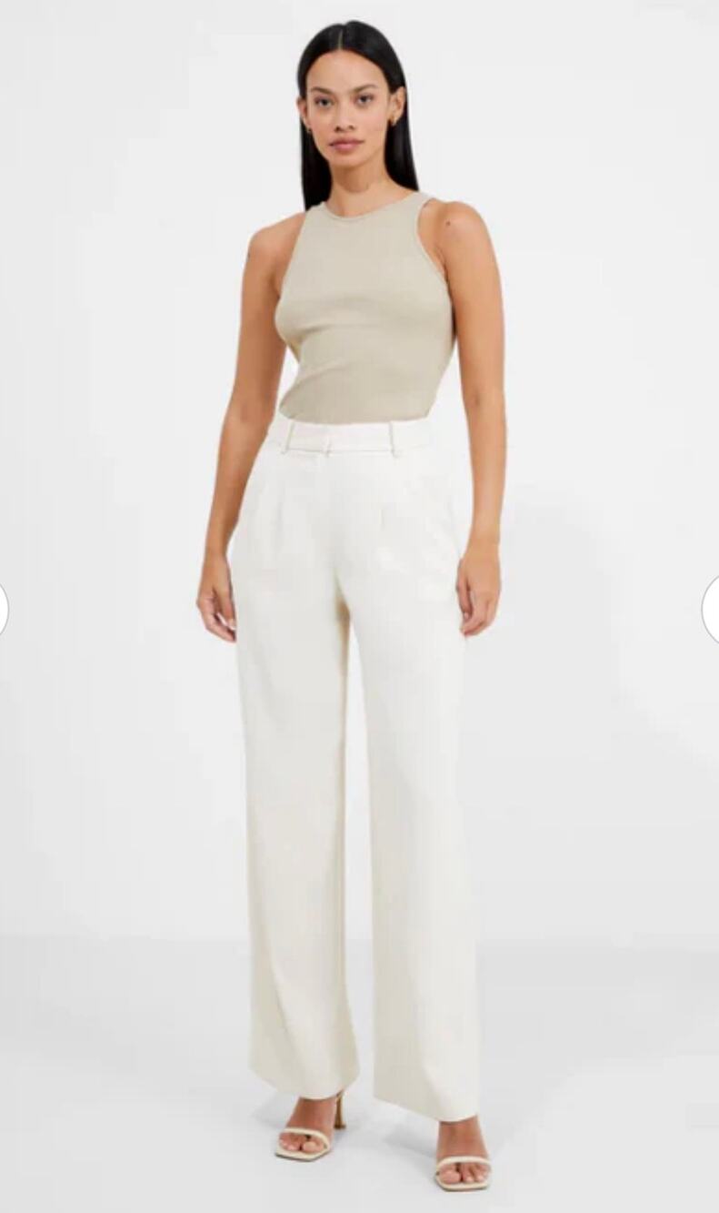 FRENCH CONNECTION Wide Leg Harrie Suiting Trouser Pants Cream | Size 12